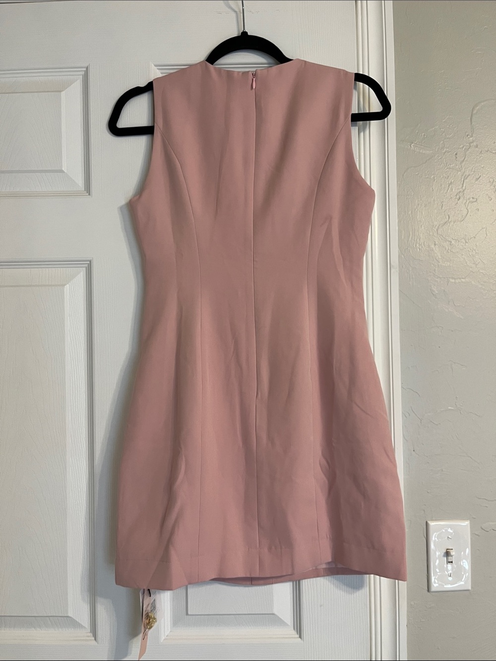 Round Neck Metallic Heart Button Sleeveless Mini Dress - Picture 4 of 6